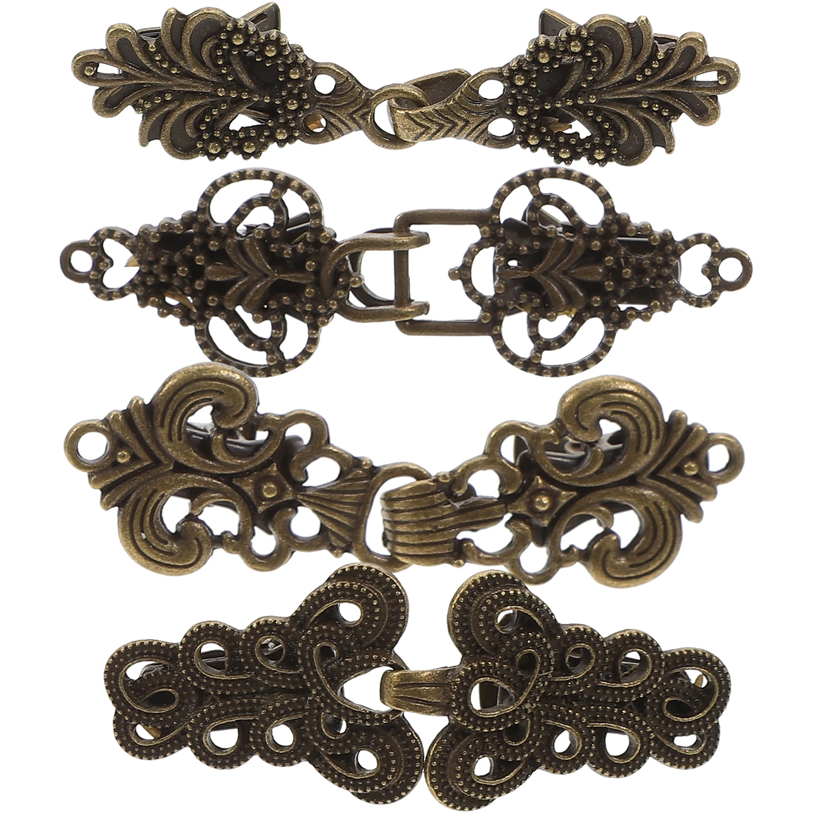 

4pcs Cardigan Clips Vintage Alloy Brooch Elegant Shirt Collar Sweater Closure Shawl Lapel Decorative Chain Retro Style