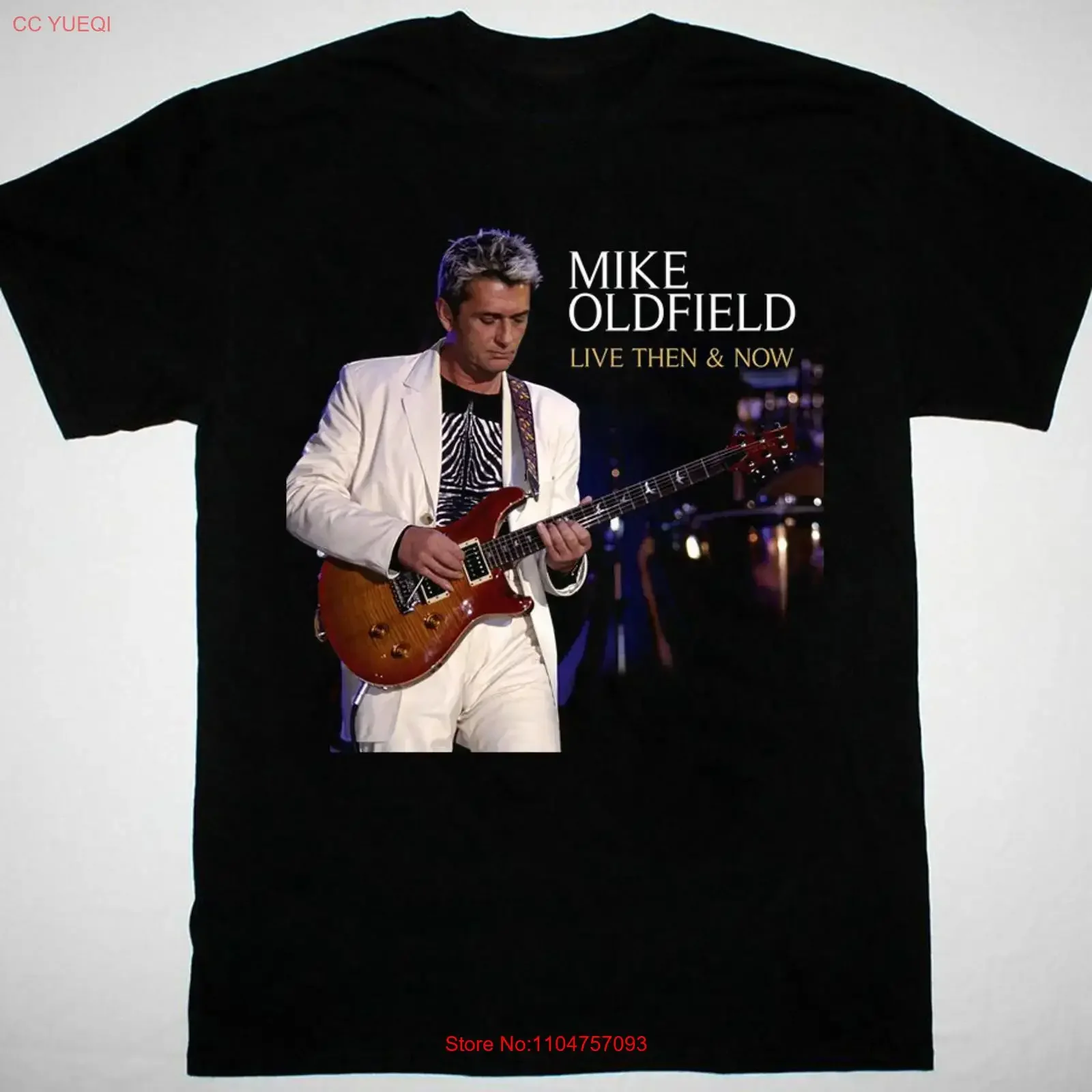 Camiseta preta Mike Oldfield THEN AND NOW, todos os tamanhos XZ680, vintage, lavada, elástica, respirável, macia, com estampa gráfica, casual.