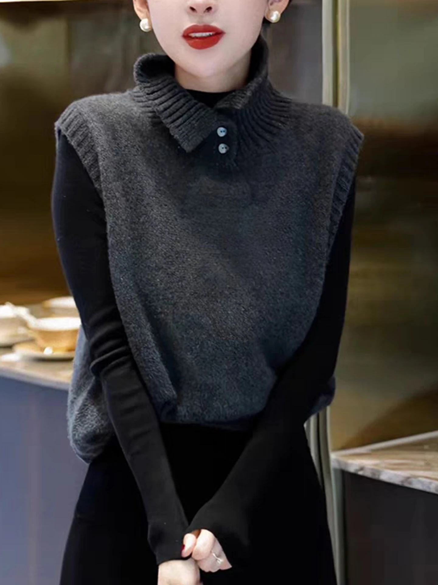 

Вязаный жилет из ледяного шелка Ele: модный, цветной, в европейском стиле, женский свитер, удобный, свободного кроя, осенний