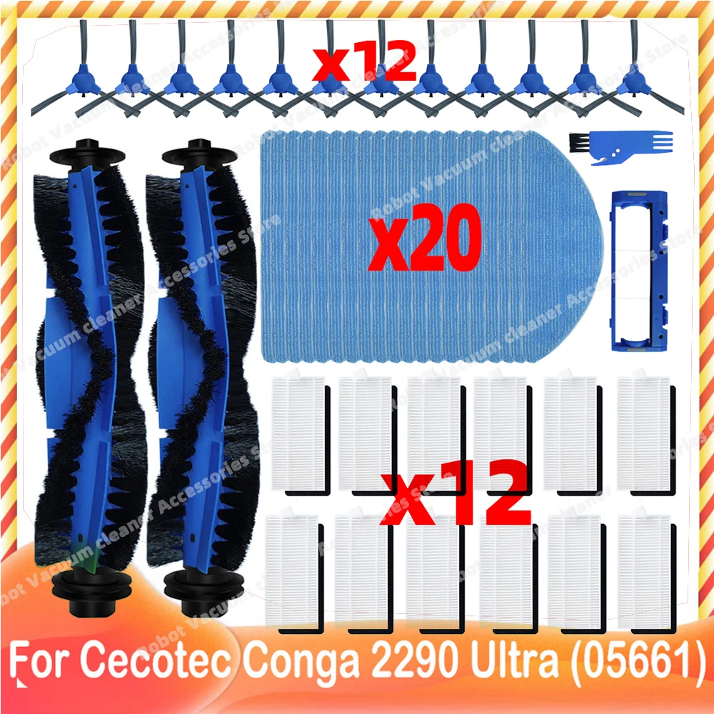 For Cecotec Conga 2290 Ultra 05661 Robot Vacuum Replacement Spare Parts Accessories Main Side Brush Hepa Filter Mop Rag