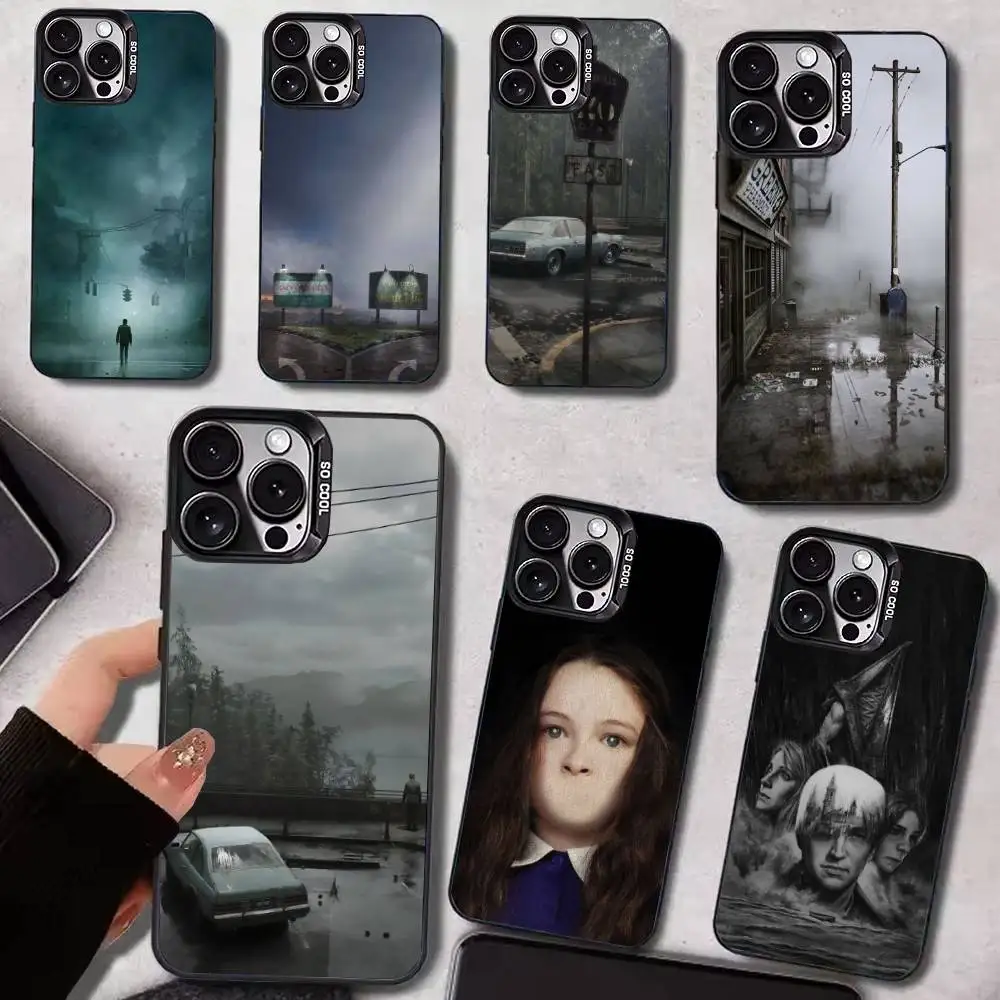 

Famous S-Silent Hill H-Horror Phone Case For iPhone 17,16,15,14,13,12,11 Plus,Pro Max,Colored Silver Phone Case