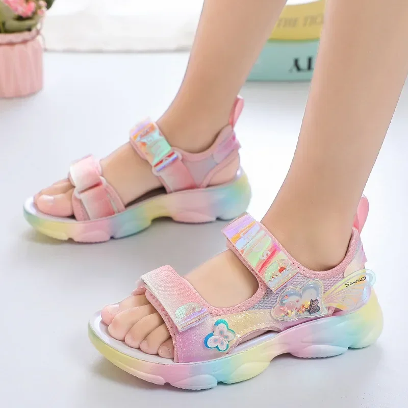 Girl's Sandals 2024 Summer New Children's Velcro Sports Sandals, Wholesale of Large Children's Anti slip Beach