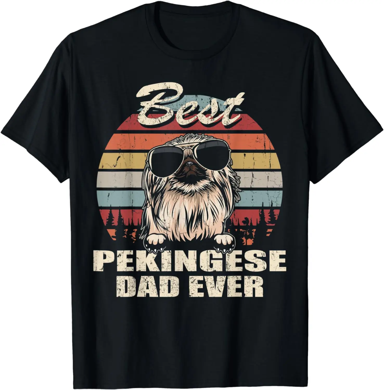 Mens Best Pekingese Dad Ever Father's Day Cool Dog Vintage Retro T-Shirt