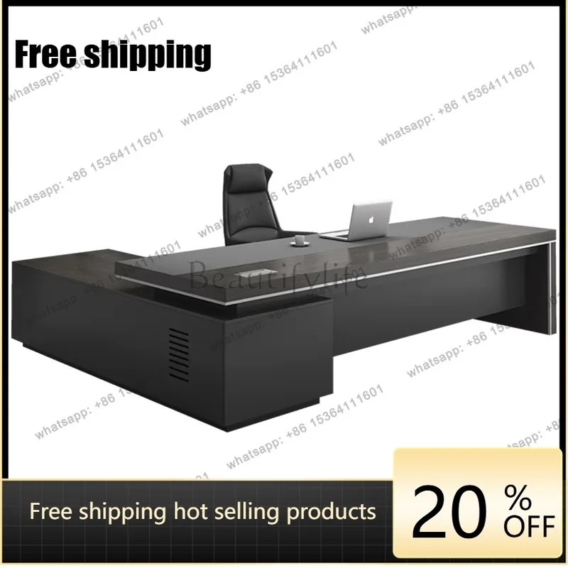 LJY Wooden Manager Executive Office Desk Luxury Designer Large Adjustable Computer Desk Study Modern Scrivania Work Station Tabl