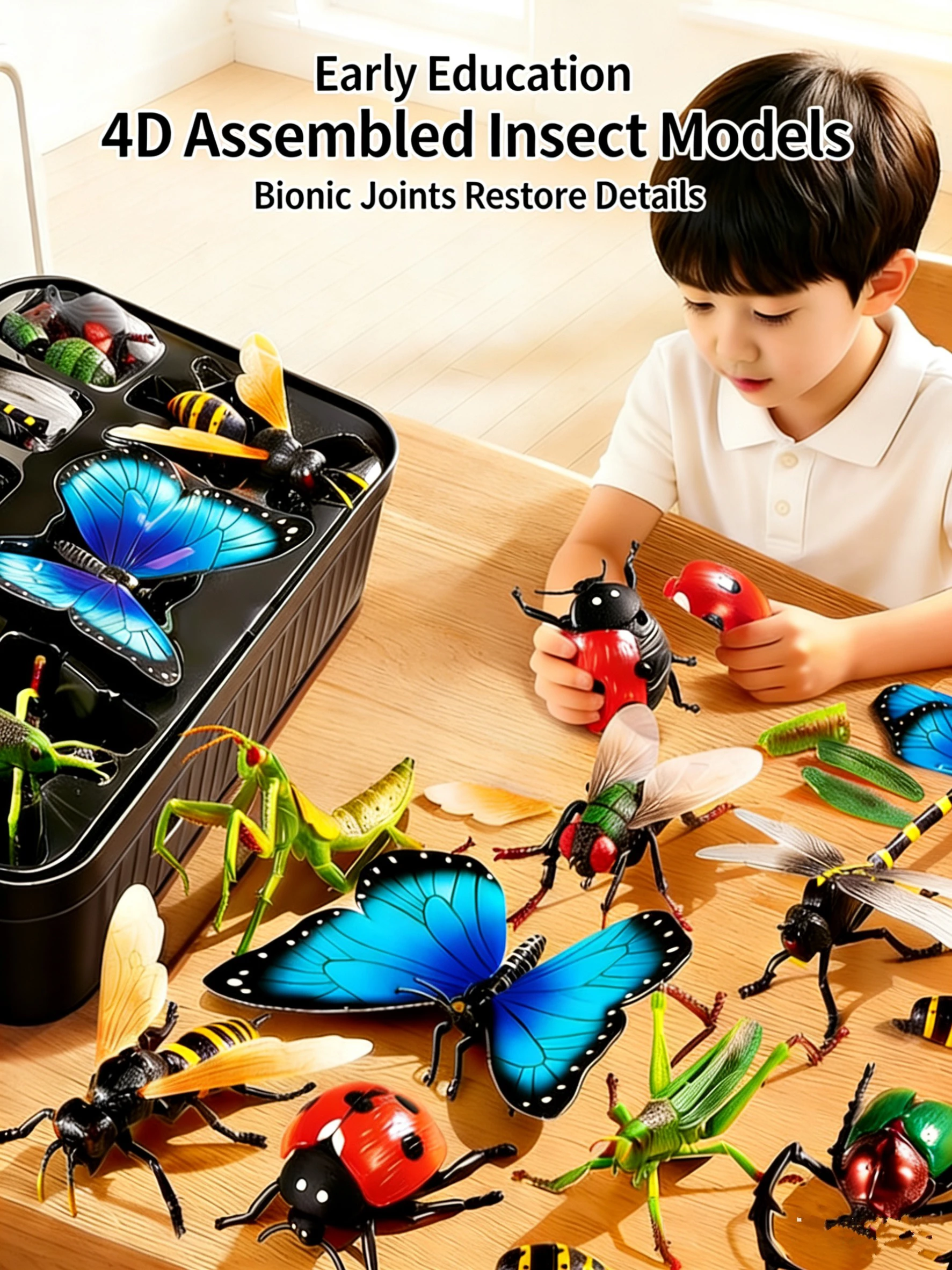 5–10 Jahre Kinder DIY 4D-Insektenmodellbausatz – Lernspielzeug für Jungen und Mädchen