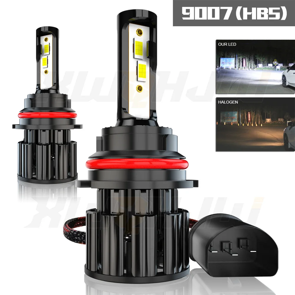 

XWQHJW 2PCS Car lights 9007 Super Bright LED Headlights High Low Beam Fog Light Bulb White Minisize Car accsesories