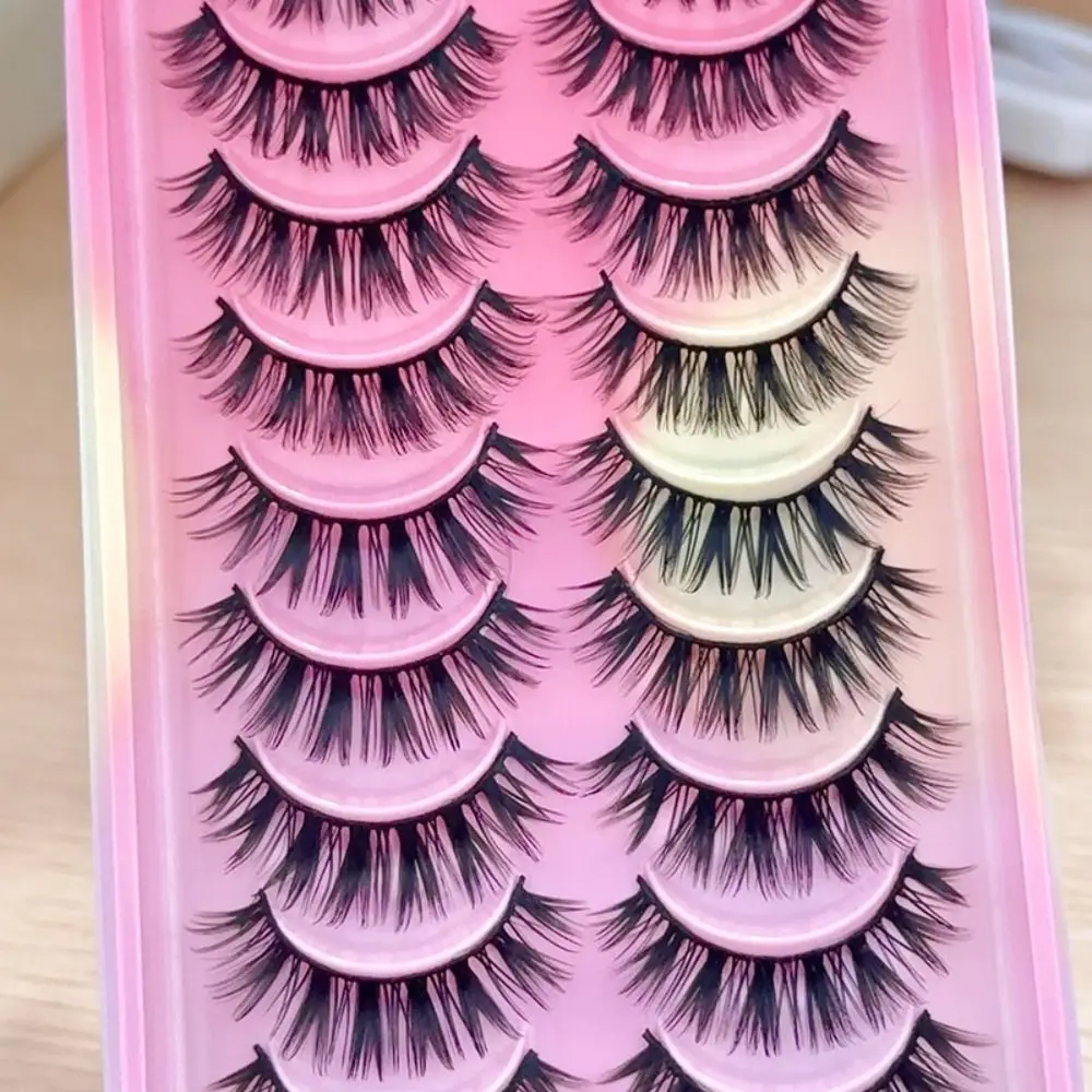 10 أزواج ثلاثية الأبعاد فو المنك فو المنك جلدة رقيق شريط أسود الرموش الصناعية مظهر طبيعي سميكة حجم رموش وهمية للاستخدام اليومي