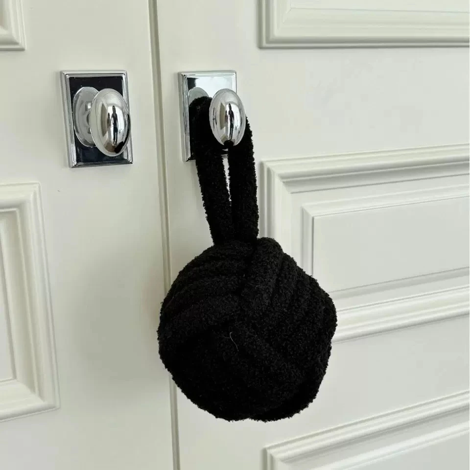 Cute Spherical Fleece Door Stopper Hanging Door Knob Bumper Noise Reduction No Drilling Home Decor Gift