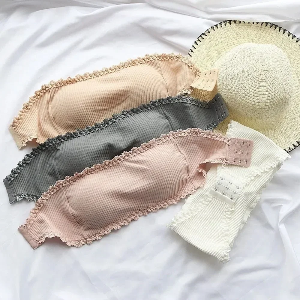 Lace Bra Beauty Back Bralette Women Sexy Wrapped Chest Camisole Tube Top Bottoming Vest Gathered Student Girl Underwear