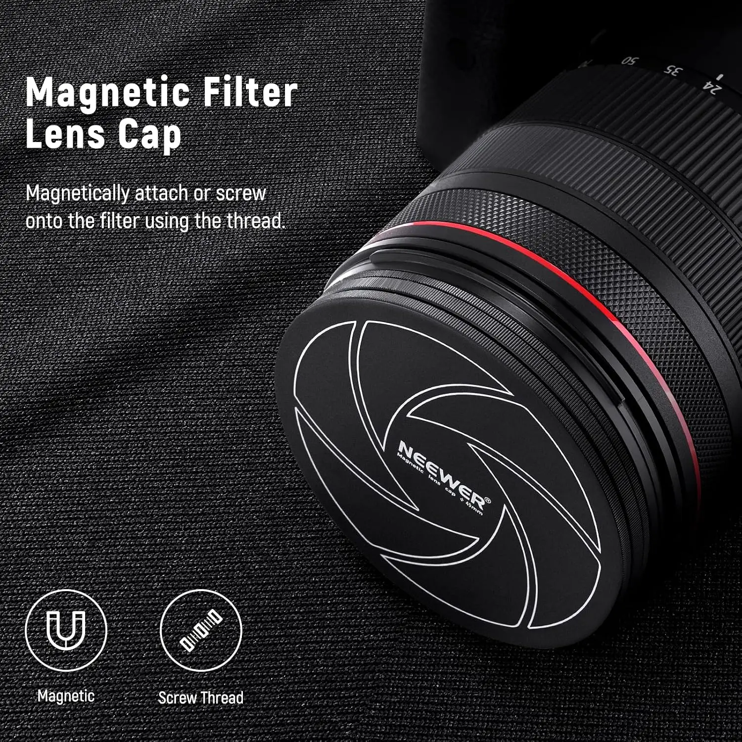 NEEWER Magnet-Linsenfilter-Set, ND1000-, MCUV- und CPL-Filter mit neutraler Dichte, Adapterring, Filterkappe mit 42-lagiger Mehrfachbeschichtung – Detail 6