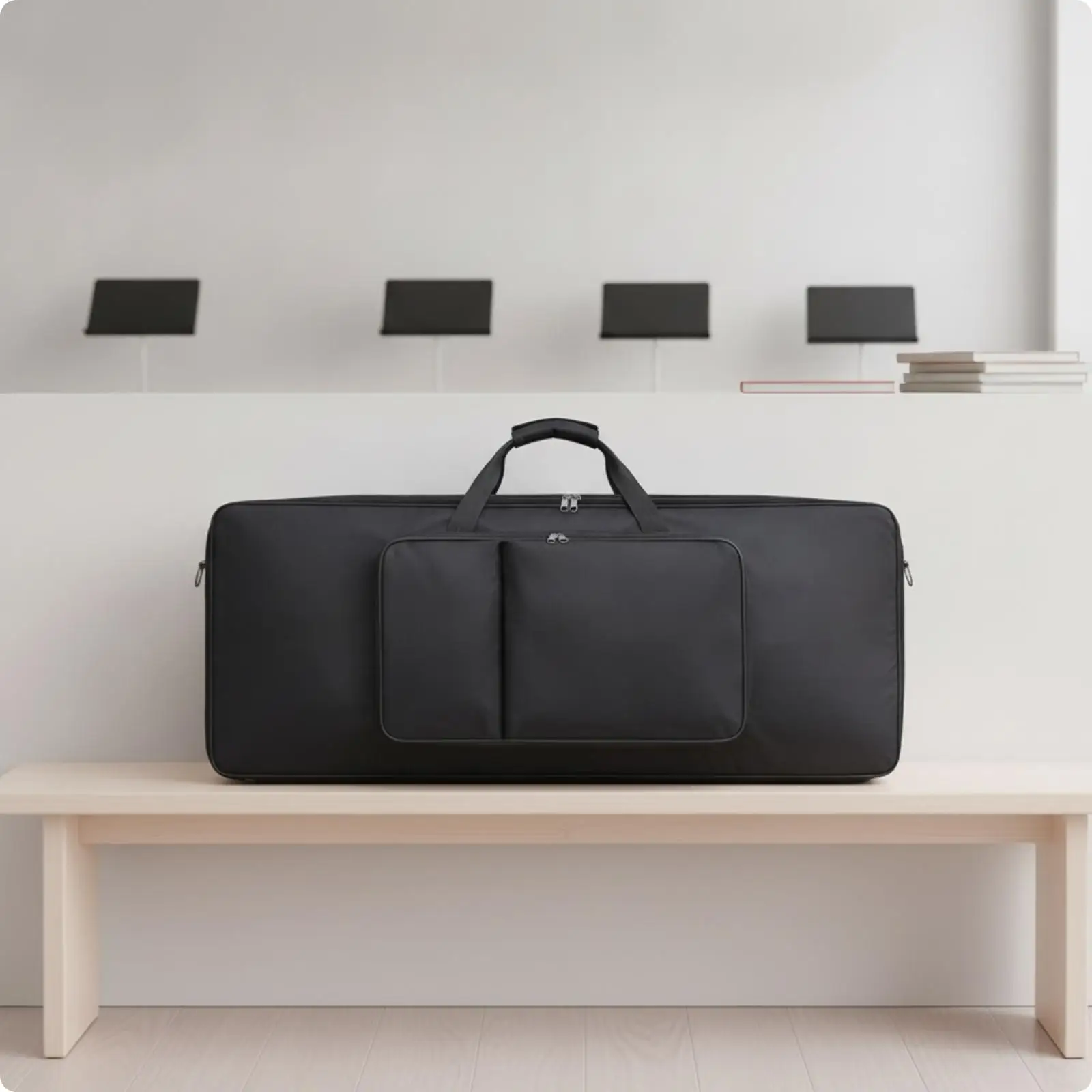 Lightweight Electronic Keyboard Case with Adjustable Backpack Straps and Handle Grip for Convenient Transport of 61 Key