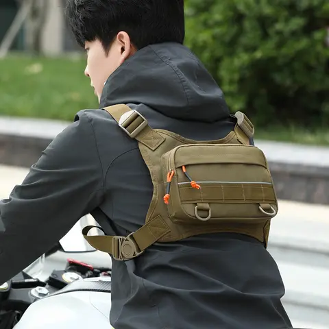 Motorcycle Riding Chest Bags Unisex Hip-hop Streetwear Chest Rig Bag Sports Vest Backpacks Hiking Waist Pack Triangular Buckle