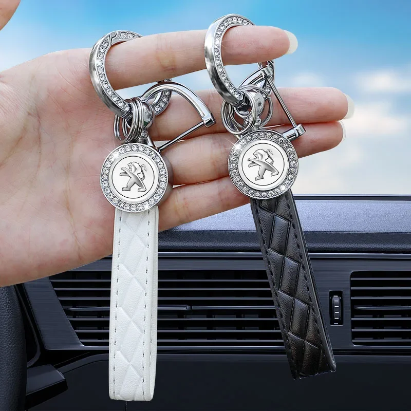 Crystal Car Keychain Auto Key Ring Decorative Pendant Accessories For Peugeot 206 307 308 3008 207 208 407 408 4008 508 2008 301