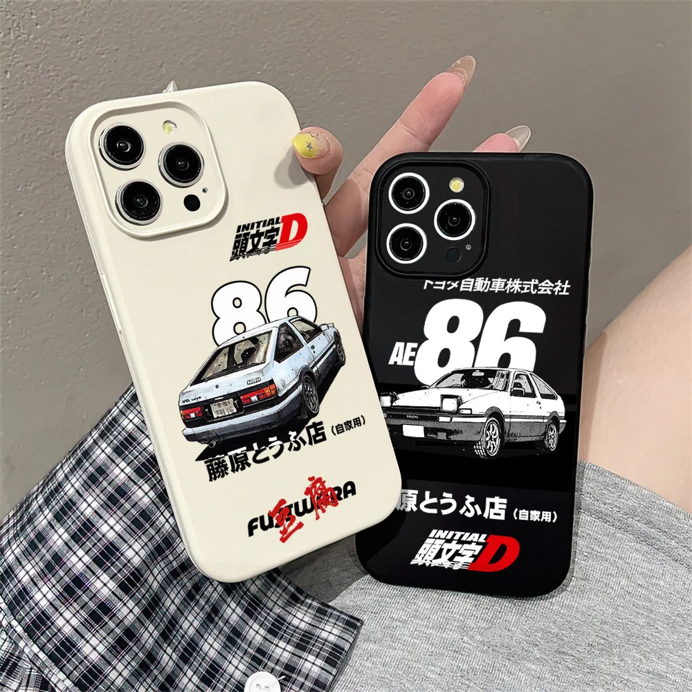 Initial D AE86 For Xiaomi 15 Redmi K PRO For Samsung S24 ULTRA PLUS Liquid Silicone Velvet All-Inclusive Soft Phone Case