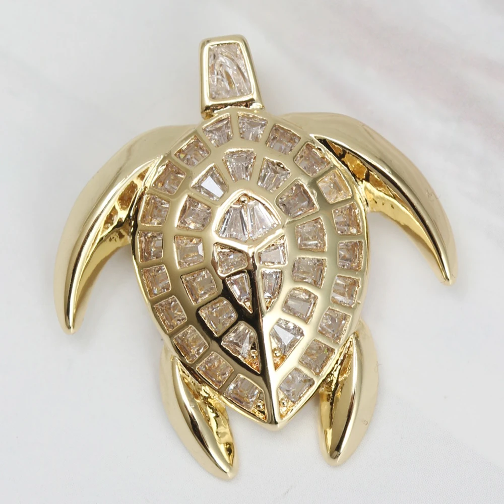 Copper turtle charms colorful Diamond Gold Color seahorse Pendant For DIY Necklace Jewelry Bracelet Making Wholesale