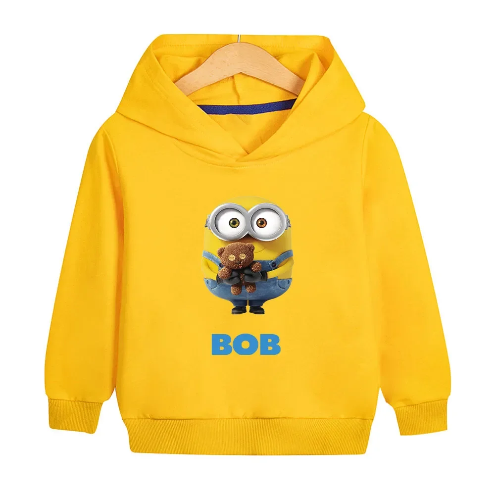 Minions clothes boys hooded hoodie Autumn 2024 new children\'s autumn top boys all match coats casual and comfortable