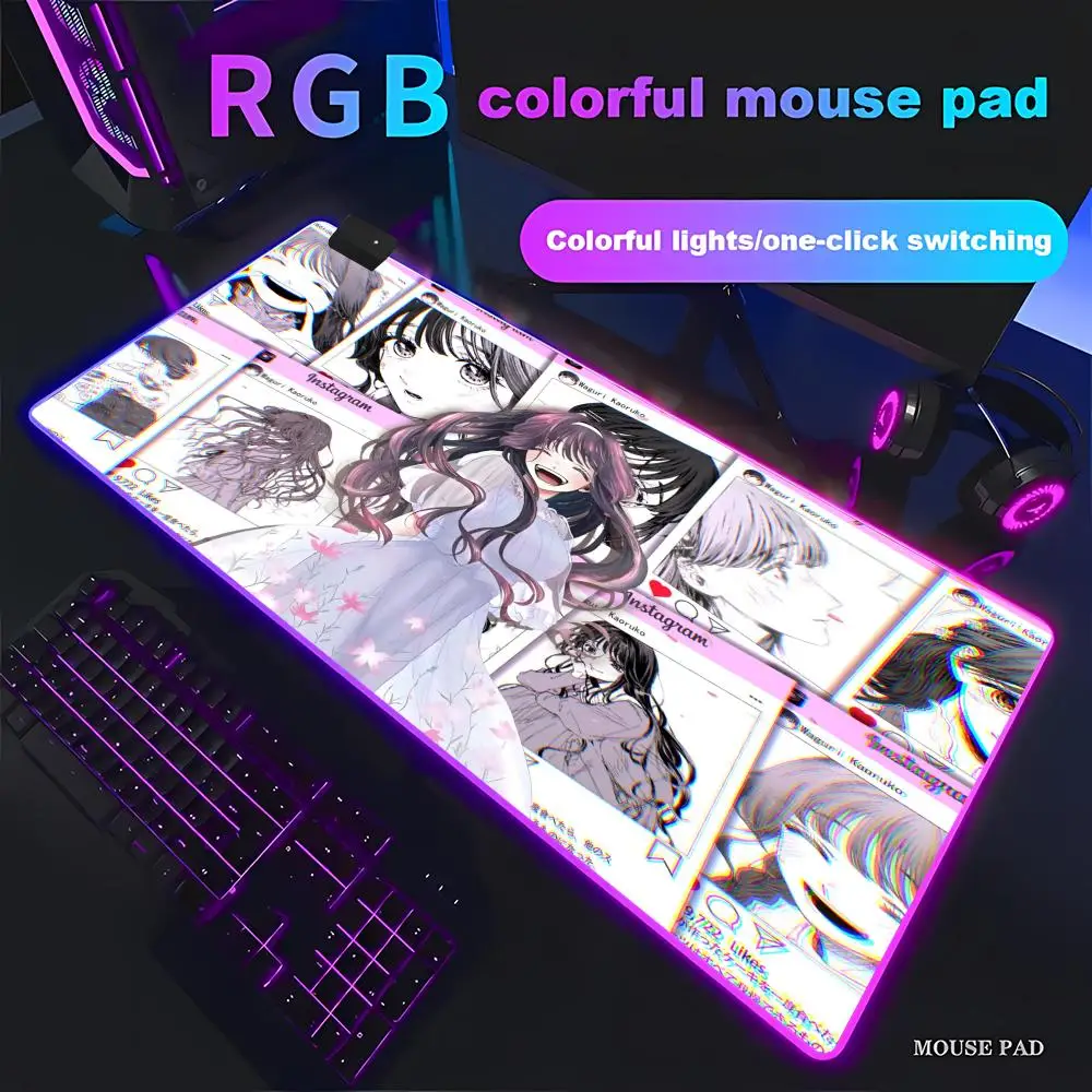 

Новый RGB-коврик для мыши с аниме-дизайном «Ароматный цветок расцветает с достоинством», милый кавайный коврик для стола с изображением девушки Каоруко Вагури, HD-печать, для геймеров HYBXAXC