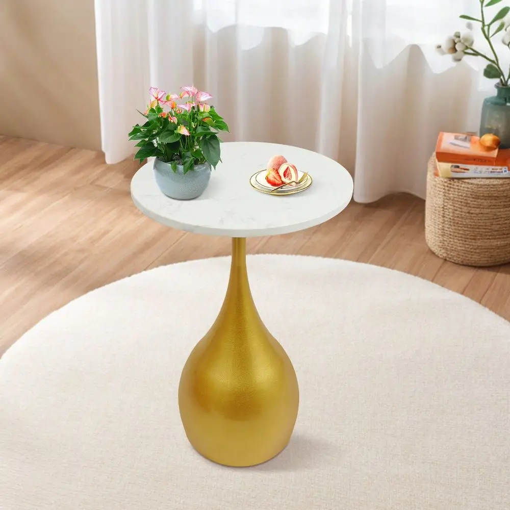 

Side Table, 3555 Cm Round Marble Table, Round End Table For Small Spaces, Easy To Assemble