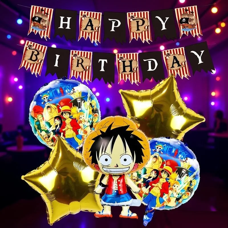 

One Pieces Birthday Balloons Set Luffy Foil Latex Material Birthday Party Decoration Supplies Shower Gifts Happy Birthday Topper
