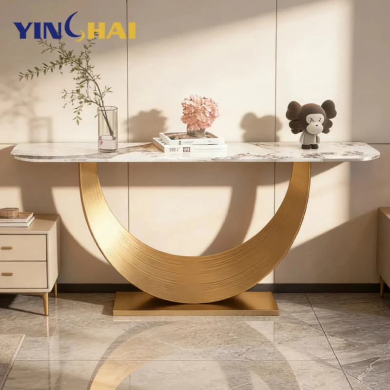custom.Custom Designs U-Shaped Multi-functional Console Table Modern Entryway Hallway Dining Hotel Living Room Marble Stainless