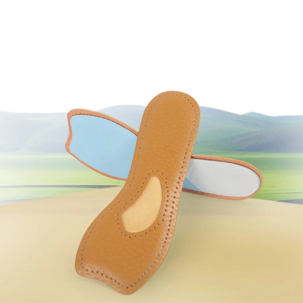 

1 Pair 3/4 Length Latex Genuine Cowhide Insoles Insert For Women Size 38-40 Yellow Anti-Slip Shock-Absorbing Pads High Heel