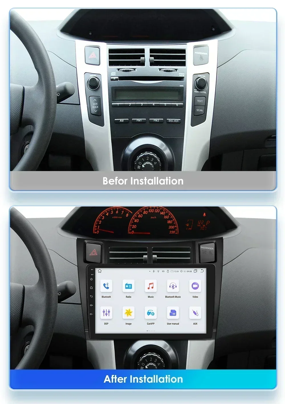 Hizpo 2 Din Carplay Car Multimedia Player For Toyota Yaris 2005 - 2012 Android Radio GPS Navigator Auto Intelligent Systems 7862