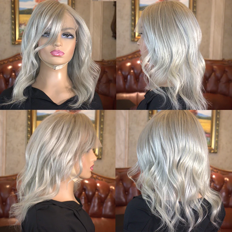 

Platinum Blonde Full Lace Human Hair Wigs HD Transaprent 13x6 Lace Front Wig Virgin Hair Natural Wave Wigs Preplucked Side Part