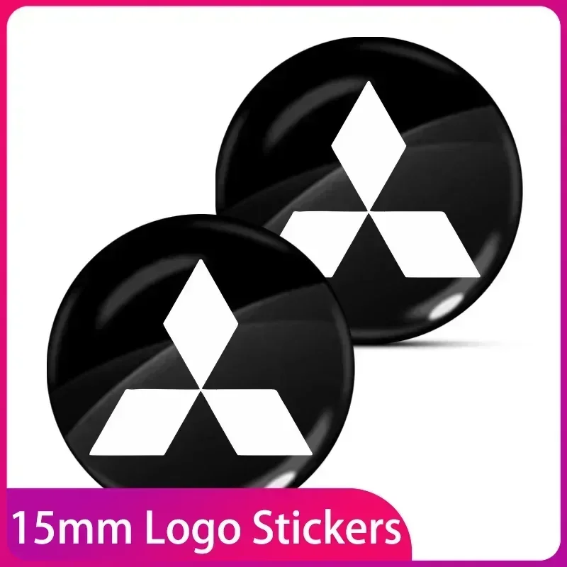 

15mm Car Remote Keychain Emblem Badge Radio button Styling Sticker For Mitsubishi Motors Metal Label Sticker Label Emblem