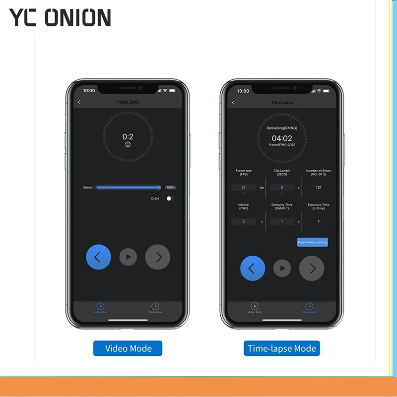 YC Onion Chocolate Motorized Slider for Camera Phone DSLR APP Control Retractable Mini Portable Stabilizer for Camera