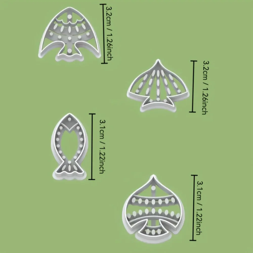 4Pcs Fish Shaped Polymer Clay Earring Cutters Miniature Precision Molds for DIY Jewelry Art Clay Crafts Making Creative  Tools