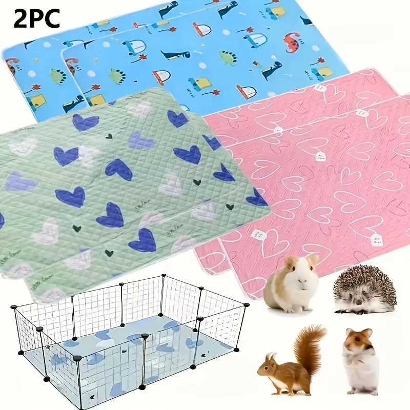 2 große, wiederverwendbare, besonders saugfähige und waschbare Unterlagen für Haustiere – ideal für kleine Haustiere wie Meerschweinchen, Hamster, Kaninchen usw. - Leicht zu reinigender Käfigeinsatz 120x80cm – Detail 3