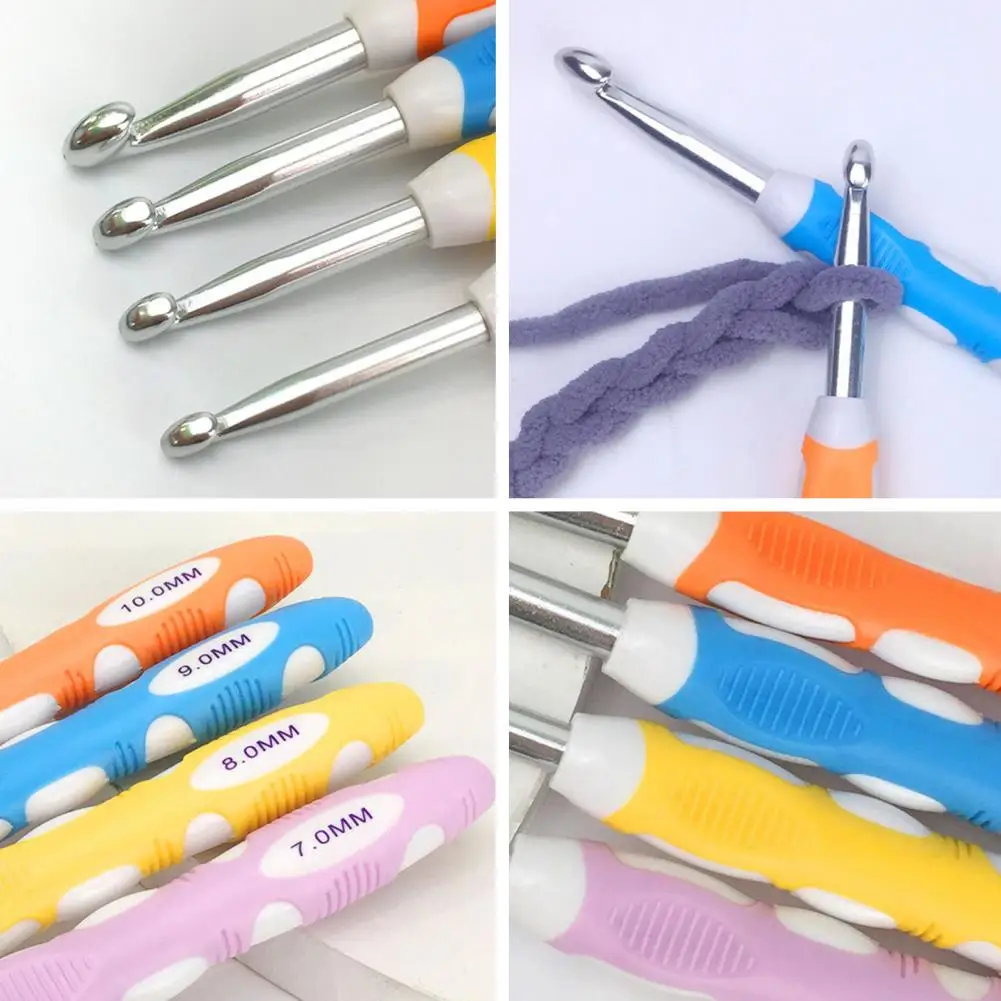 Smooth Crochet Hooks Long Crochet Hooks Ergonomic Crochet Hooks Set Non-slip Handle Yarn Needles for Arthritic Hands Long Thick