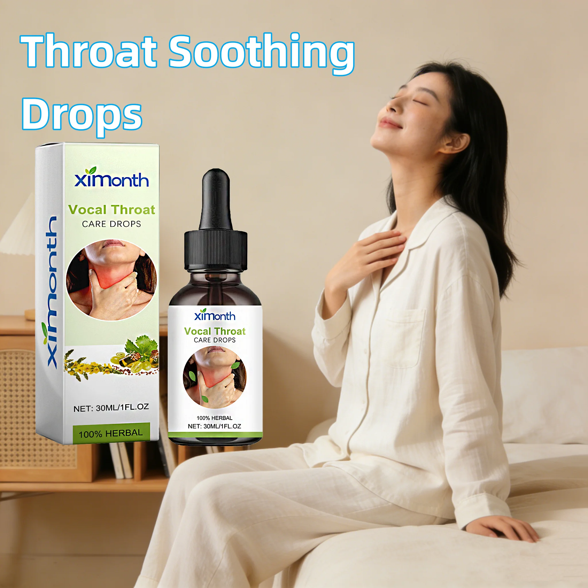 XIOMONTH Throat Sooth Drops Natural Plants Improve Drying Reduce Swelling Relieve Discomfort Treat Pharyngitis Throat Care Drops