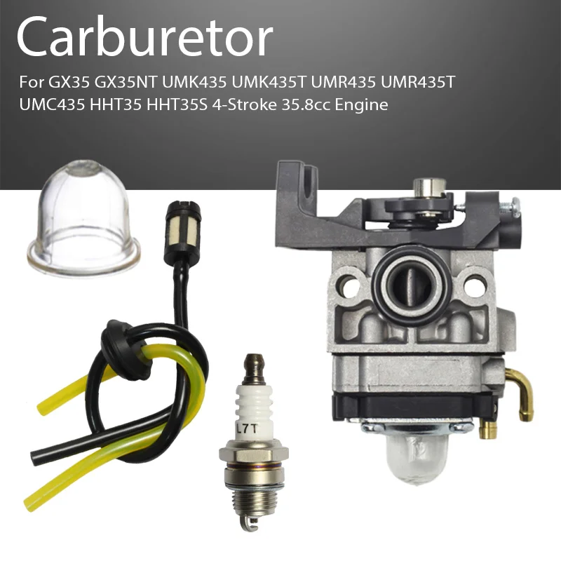 Carburetor Kit GX25/GX31/GX35/140F Compatible UMK431/UMK435 HHT31S/HHT35 4-Stroke Trimmer Fuel Filter Primer Bulb Spark Plug