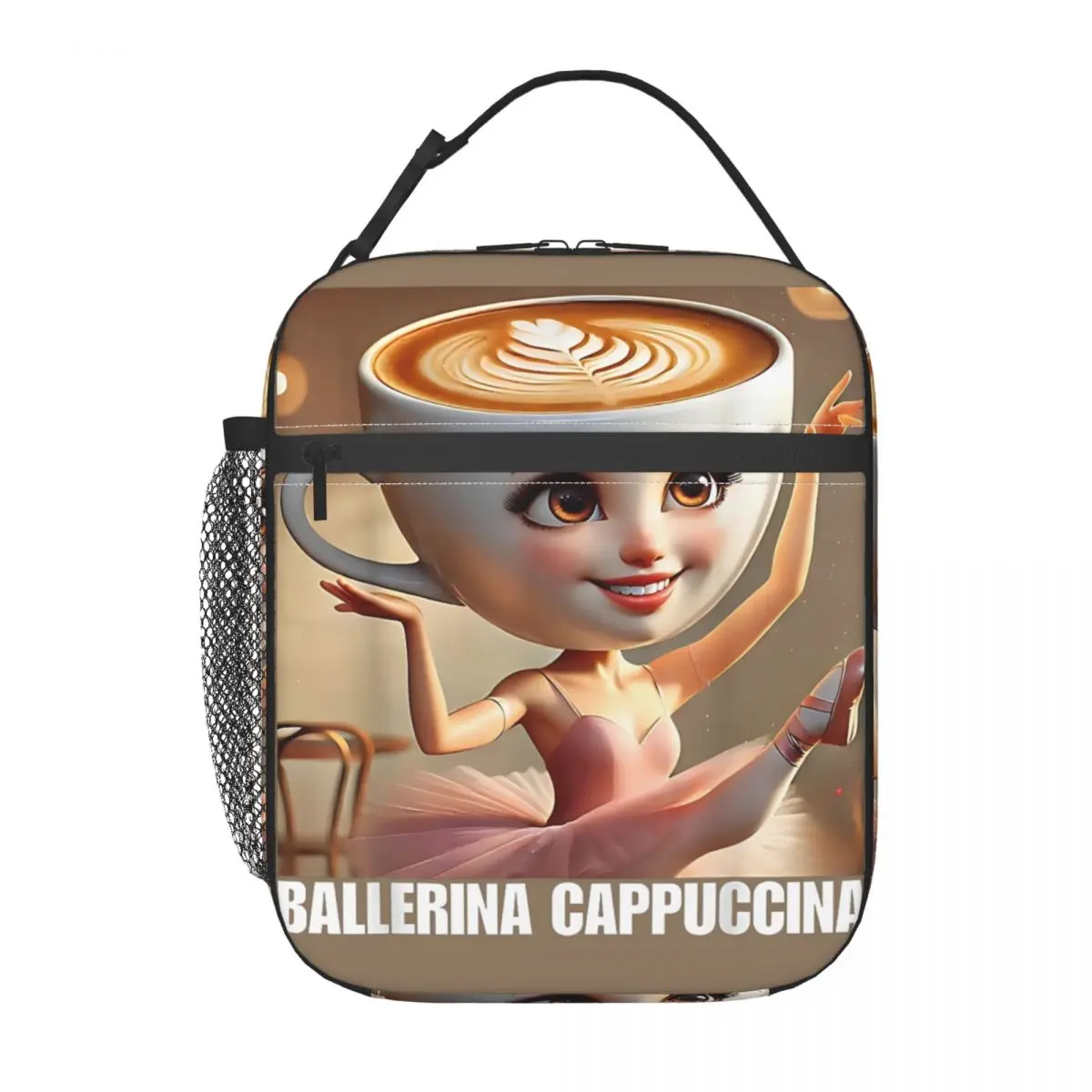 Ballerina Cappuccina Italian Brainrot Meme Lunch Bag For Women Lunch Box Cooler Bag Convenient Oxford Thermal Tote Handbags