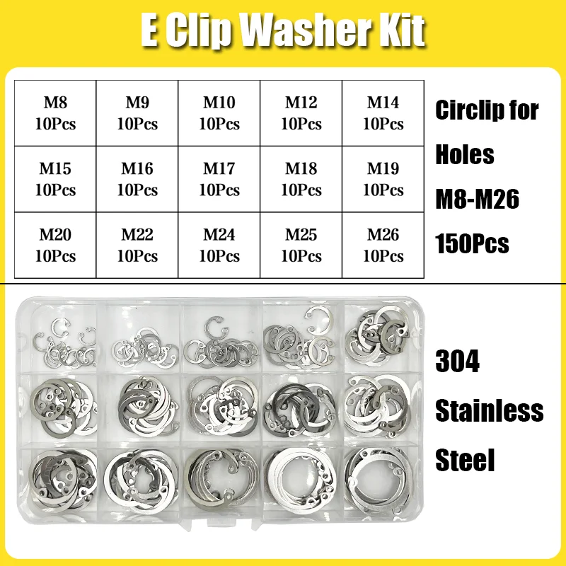 C-Typ Interne Sicherungsringe für Löcher aus Edelstahl und Kohlenstoffstahl, E-Ringe, Schnappverschluss-Sicherungsclips M1.5-M48, Sicherungsring-Set für Wellen – Detail 17