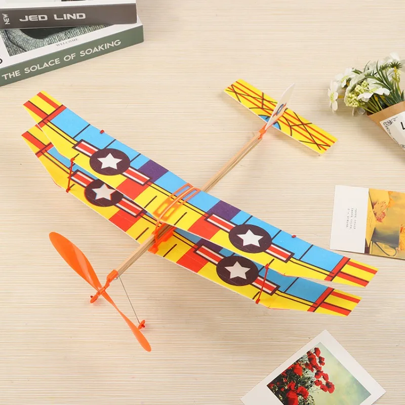 Creative Twin-wing Rubber Band Powered Airplane Model Toys Cultivation Children\'s Development Ability Exercise Hands-on Ability