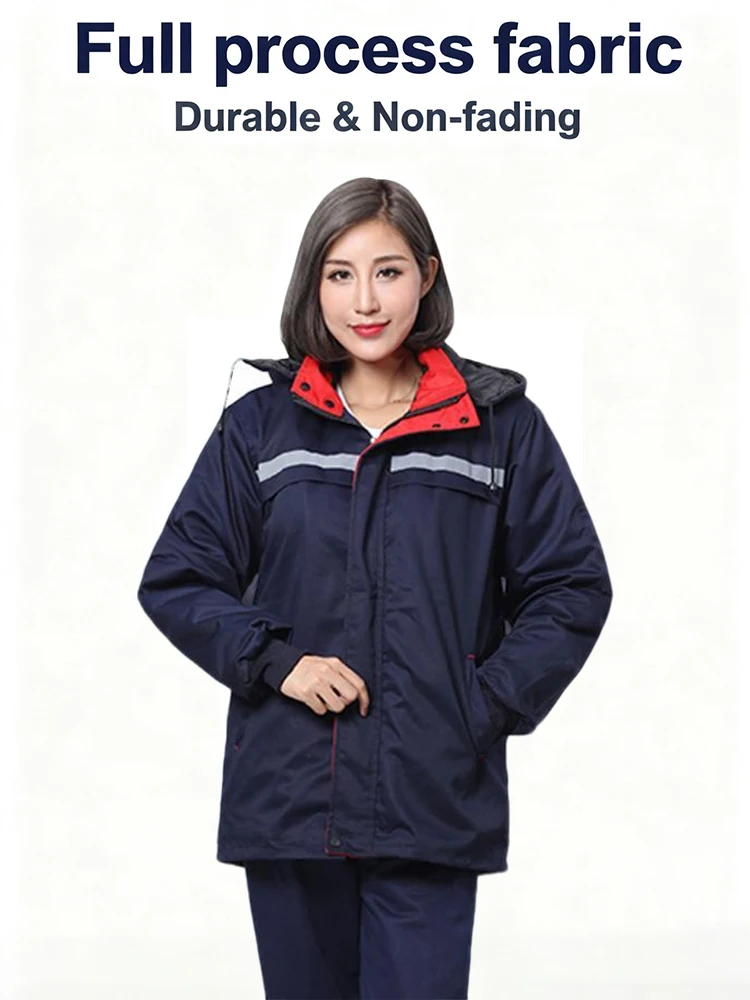 بدلة عمل شتوية عاكسة قابلة للفصل معطف معزول حراري لمحلات إصلاح البناء ملابس عمل متعددة المشاهد