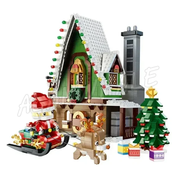 IN stock  DIY10293 Santa Claus Visiting Christmas House Decorations Children\'s Christmas Tree Holiday Gift Set