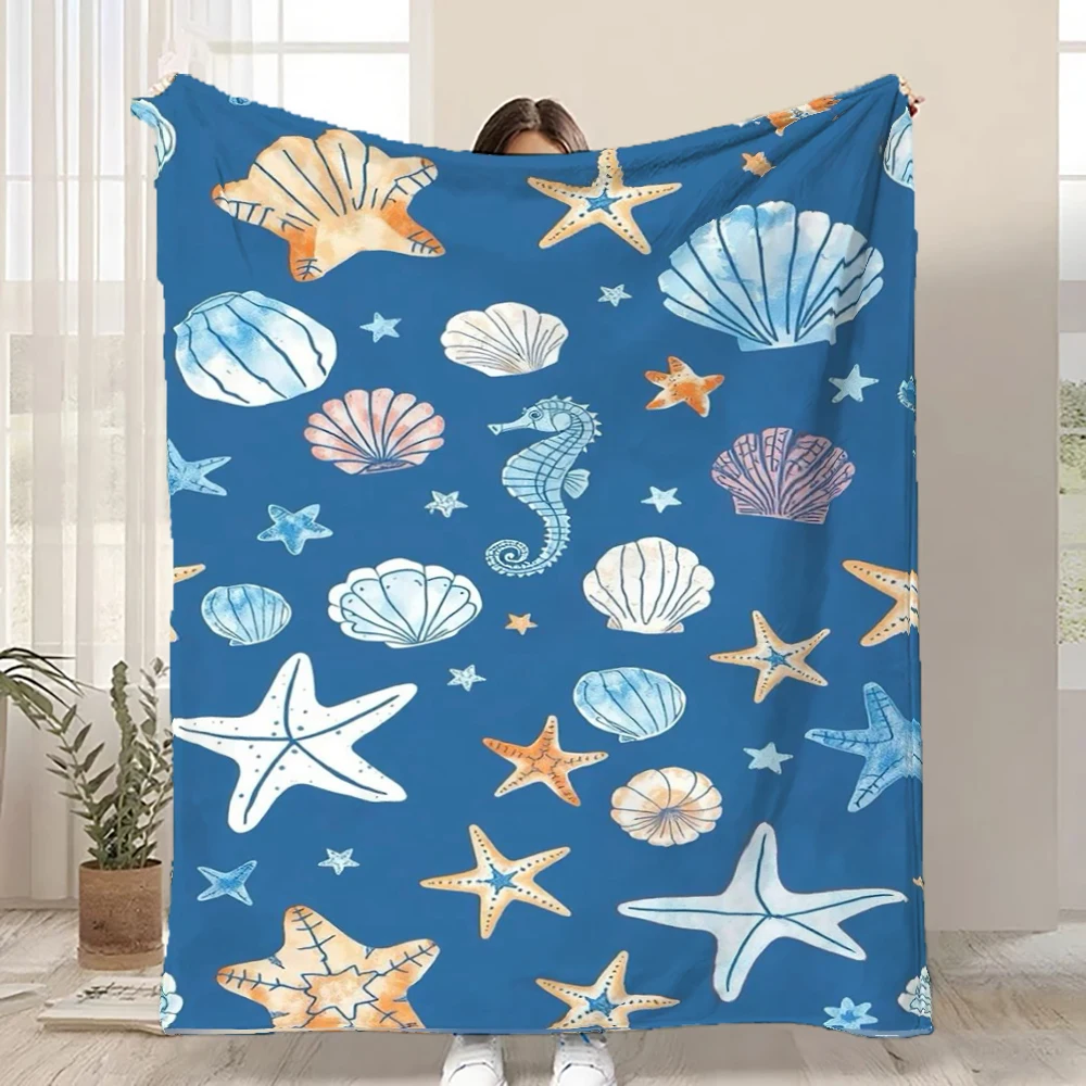 cobertor-de-flanela-com-estampa-de-estrela-do-mar-azul-escuro-minimalista-para-decoracao-de-sala-de-estar