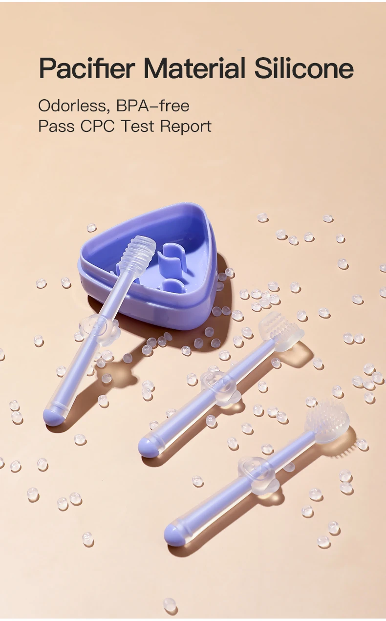 Säugling Baby Silikon Milchzähne Zahnbürste Oral Zungenreiniger mit PP Aufbewahrungsbox – Detail 7