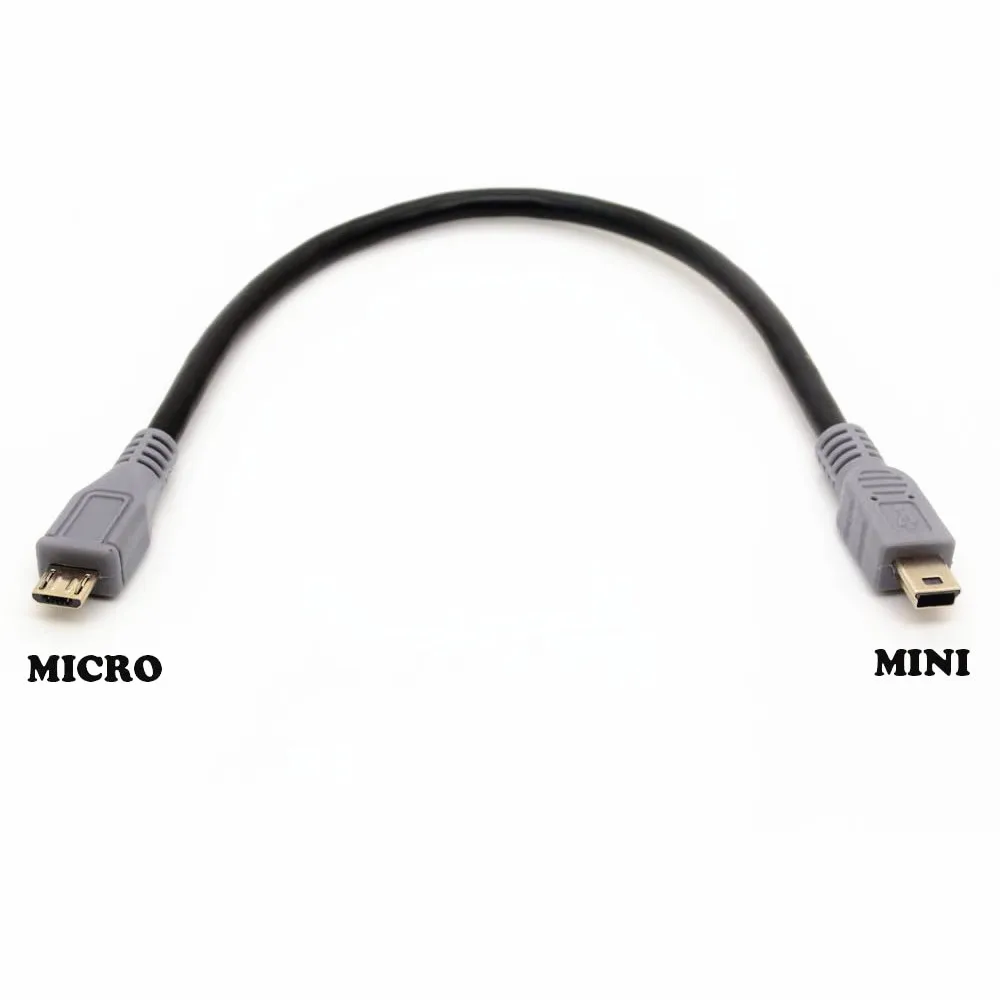 Micro USB to Mini 5-pin USB Extension Cable Code OTG Mobile Device Adapter Data Sygn Charger Male to Male Converter (20 cm)