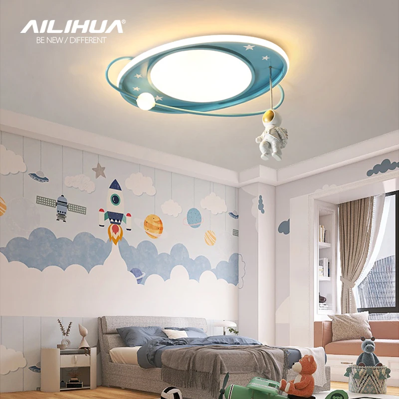 

Nordic cartoon astronaut children's room ceiling lights creative starry night roaming atmosphere decorative lights for children'