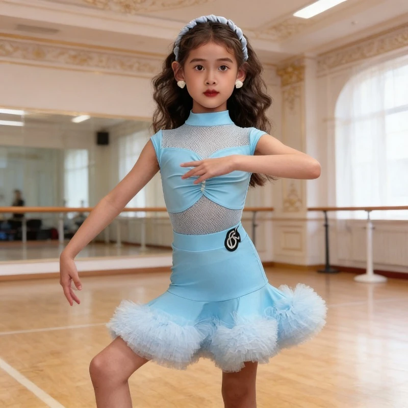 

2026 New Summer Girls Latin Dance 2-Piece Set Kids High Quality Practice Performance Dancewear Suitable for stage performances