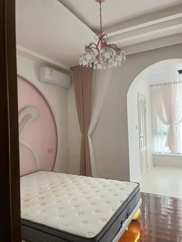 Princess style bedroom pendant light, girls' room, children's room, bow pink creative theme room, homestay