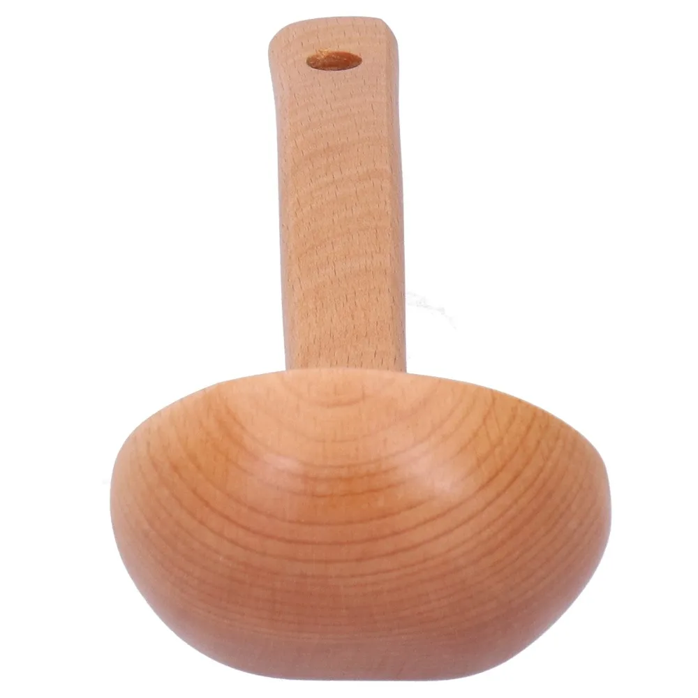 Solid Wood Wooden Spoon Extra Long Handle Smooth Sanded Stirring Ladle Rounded Spoon Wood Grain Texture Deep Spoon