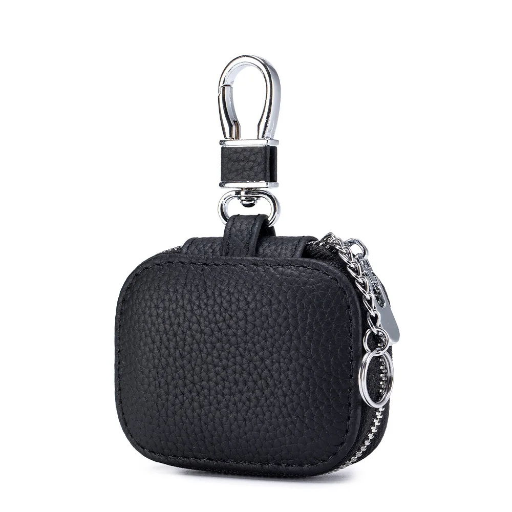 Top-Grain Leather Key Holder & AirPods Case - Compact Belt Loop Essentials Pouch for Keys/Bluetooth Earphones