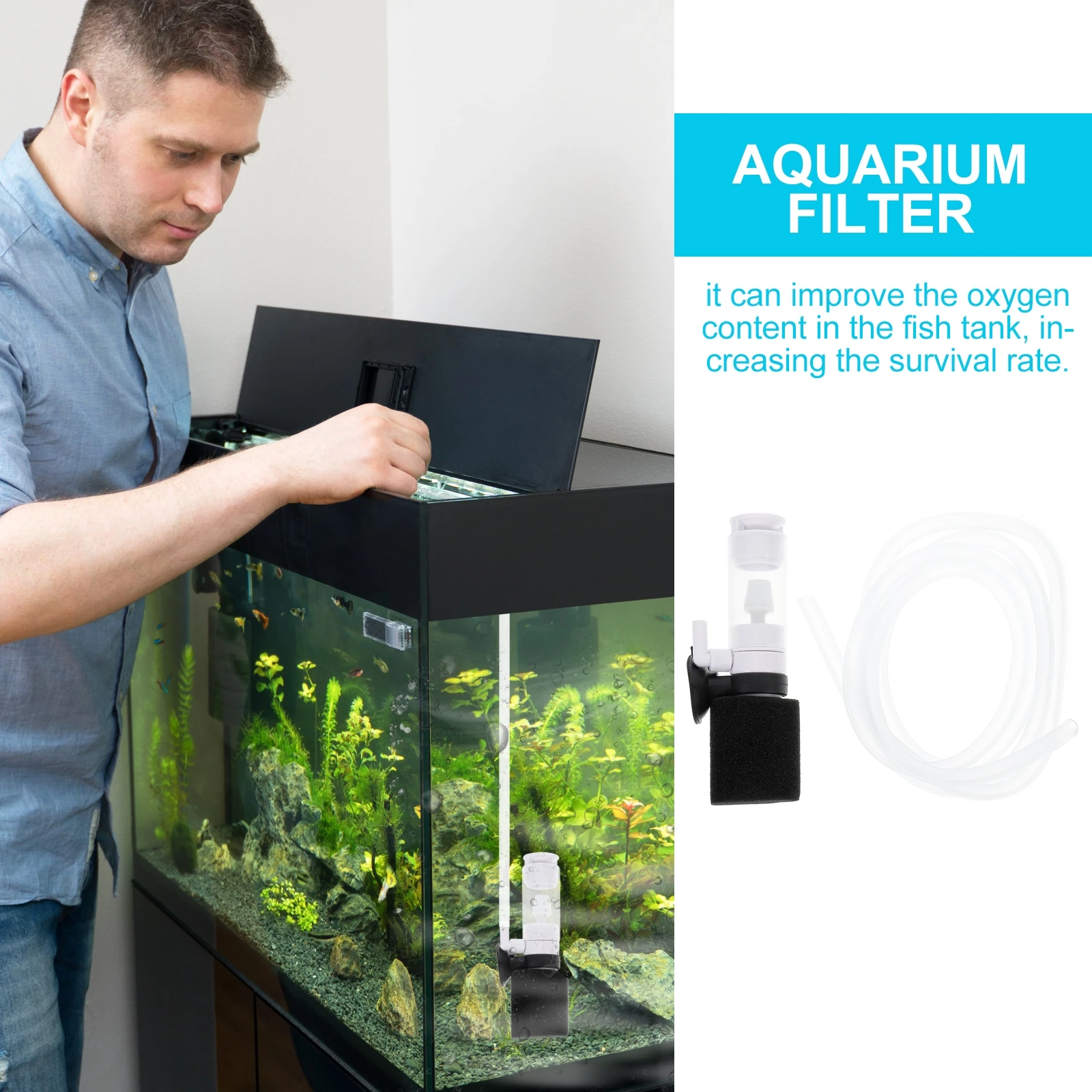 

Goldfish Tank Filter Mute Submersible Aquarium Oxygen Pump Pneumatic Water Cleaner Small Shrimp Round Fish Tank Pet