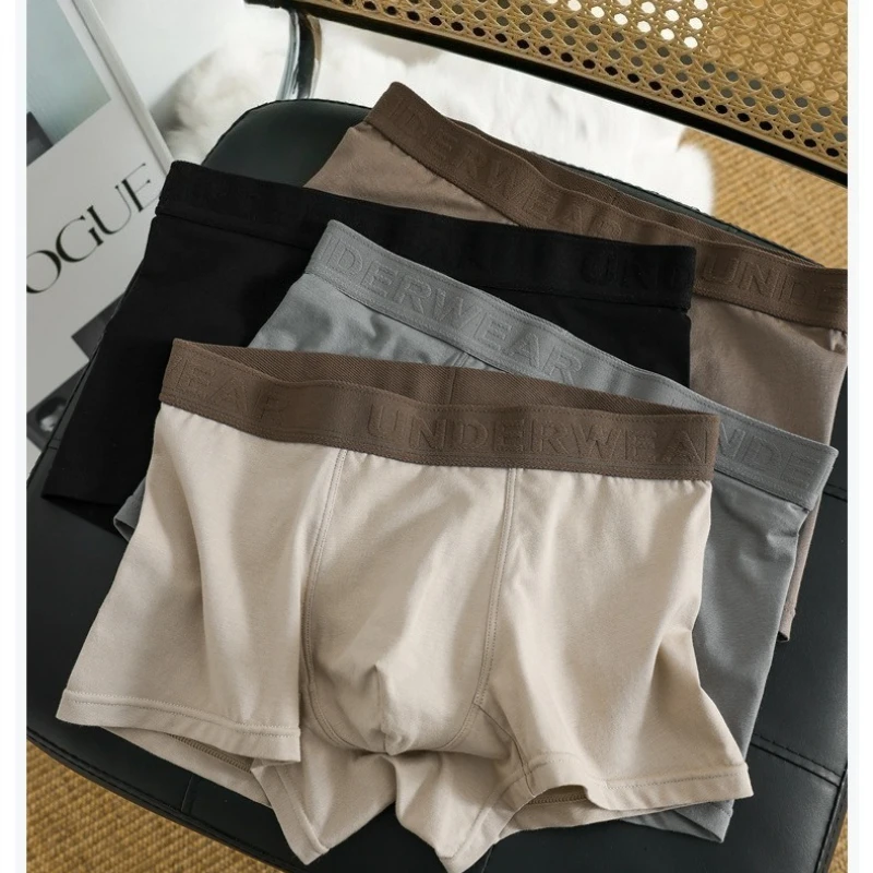 

Sexy Men Underwear Mens Briefs Cotton Solid Color Middle Waist Breathable Four Corners Four Seasons Boxers Mens Shorts Hombres