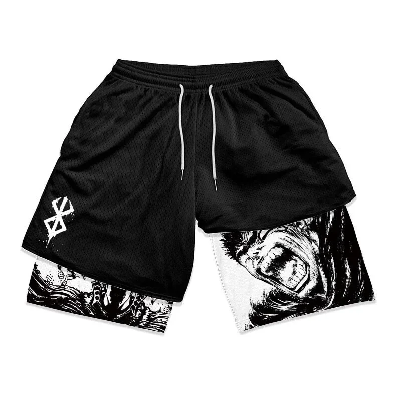 

Y2K Summer Men Streetwear Anime Berserk Oversize Active Athletic Gym Short Pants Training Fitness Workout Track Shorts Clothes